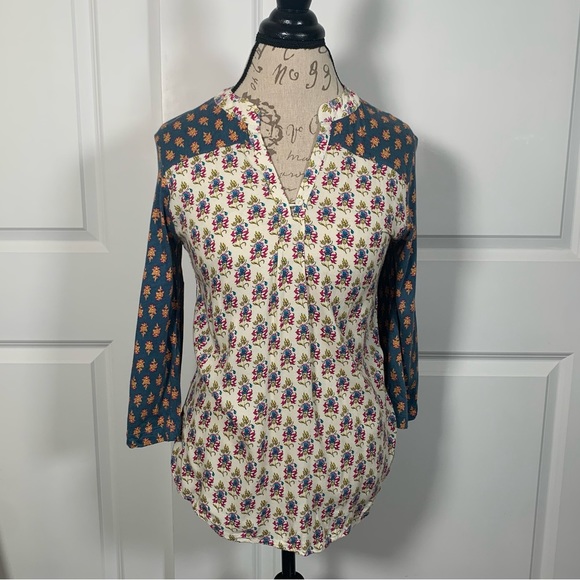 Mauve Mandan Top Anthropologie Small Blouse Blue Green - Picture 3 of 14